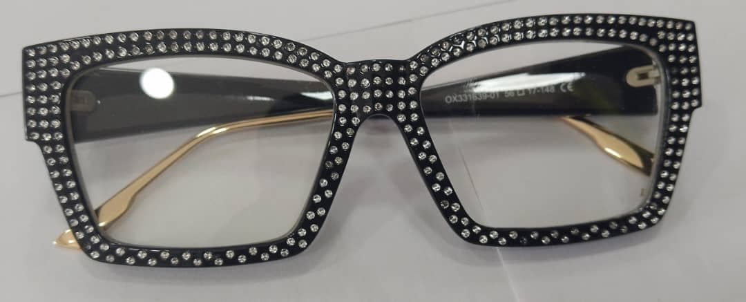 Black with rhinestones, rectangle