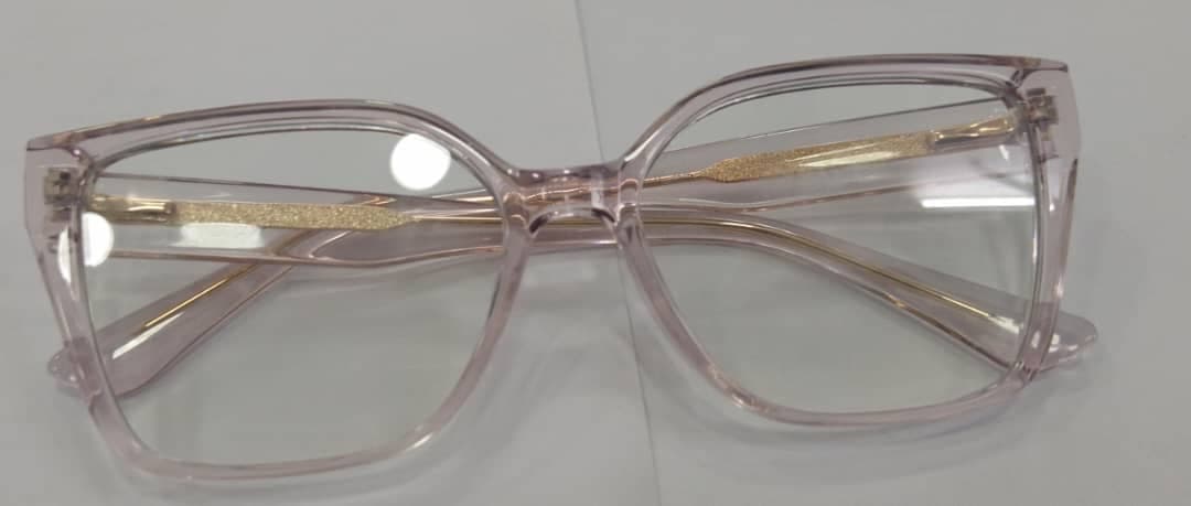 Clear pink, glitter temples