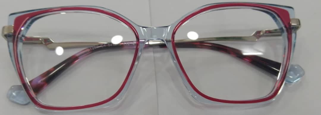 Light blue and red cat-eye